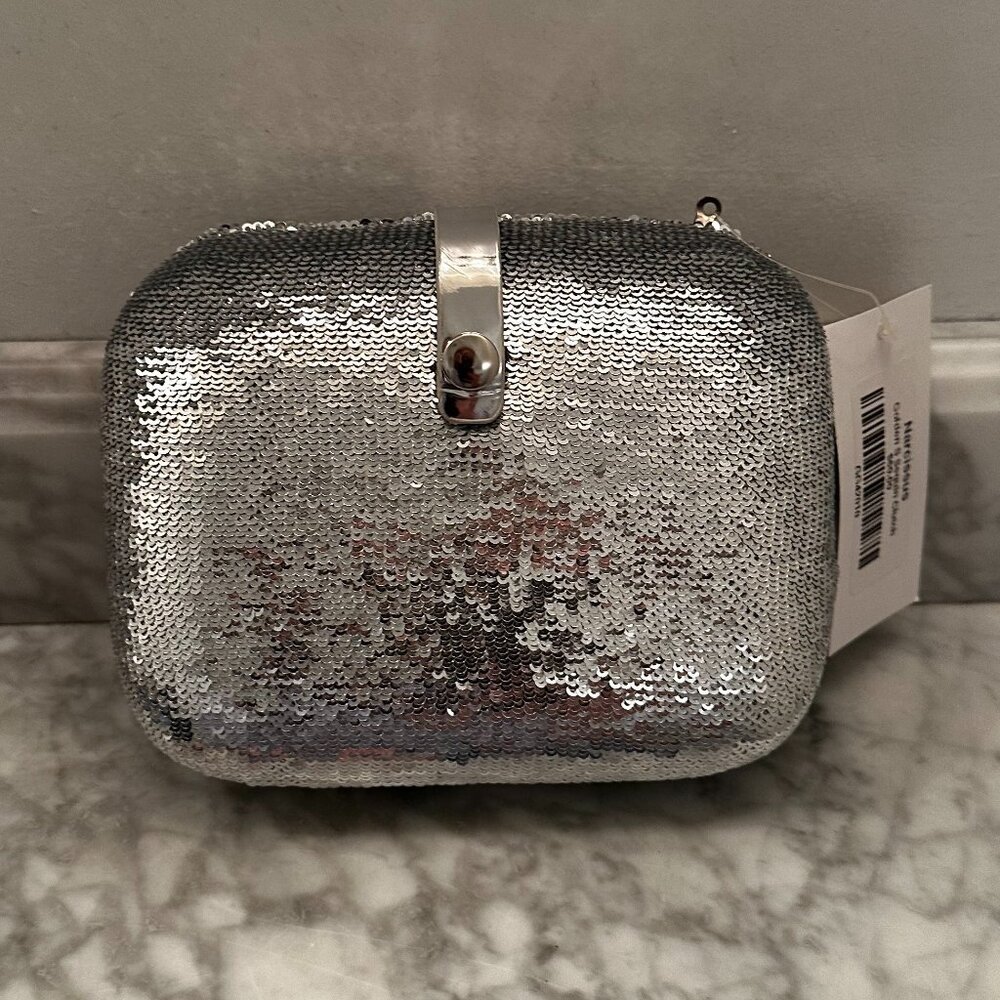 (NWT) Silver Sequined Formal Clutch Purse – Perfect for Prom & Weddings!